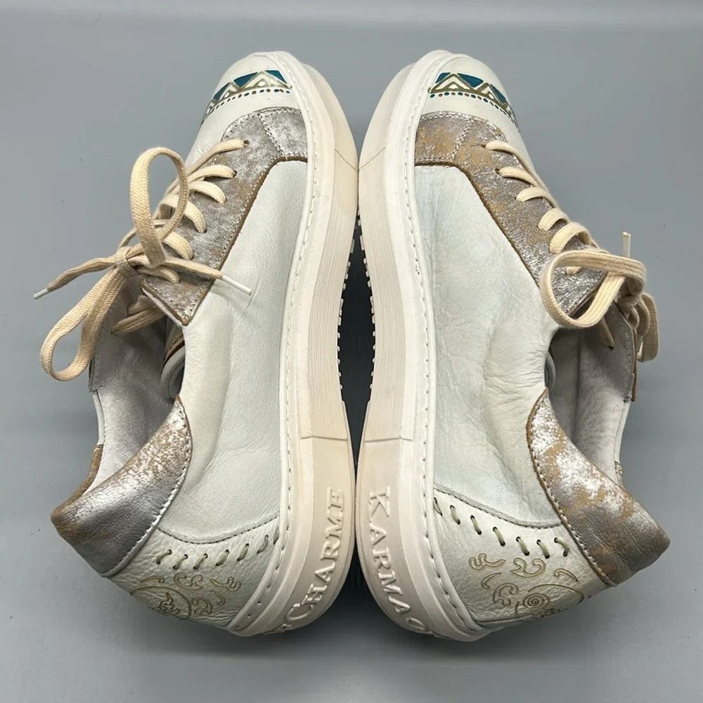Karma of Charme naïf  Hand Painted  Lace Up Sneakers  SZ-40=9.5
